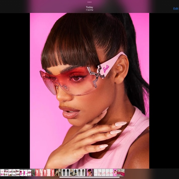 Boohoo x Barbie Retro Diamante Sunglasses main image 7